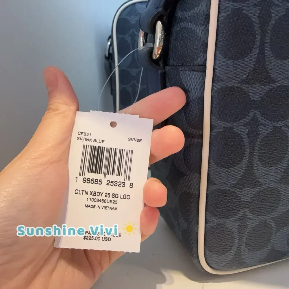 NWT Coach Colton Crossbody Bag 25 Signature Canvas With Coach Graphic ink blue